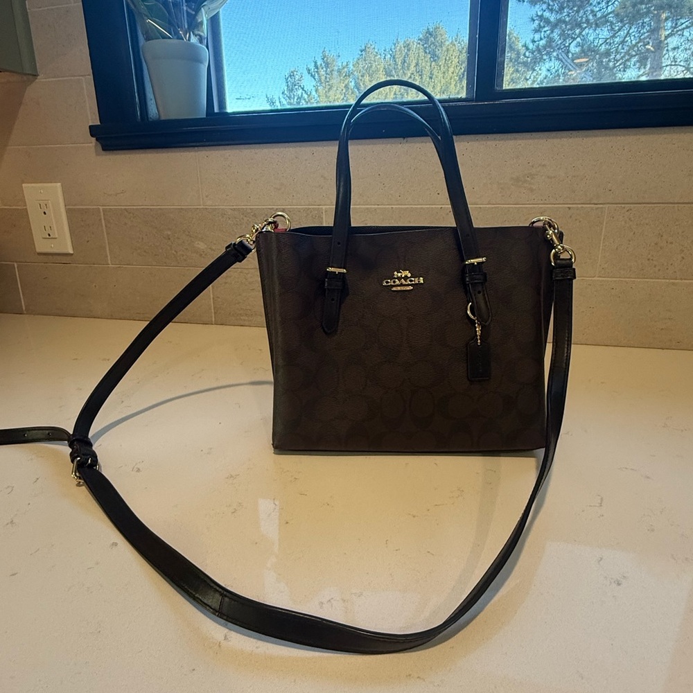 Coach Black and Brown Signature Shoulder Bag